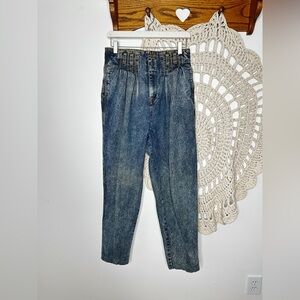 Jordache International No Exit 1980s Pleated Stone Wash Denim Jeans Size 6/28